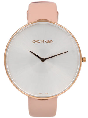  Shop Authentic Calvin Klein Full Moon Silver Dial Pink Leather Stap Watch for Women - K8Y236Z6 - Luxxuri