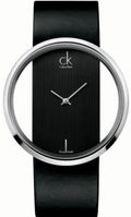  Shop Authentic Calvin Klein Glam Transparent Dial Black Leather Strap Watch for Women - K9423107 - Luxxuri
