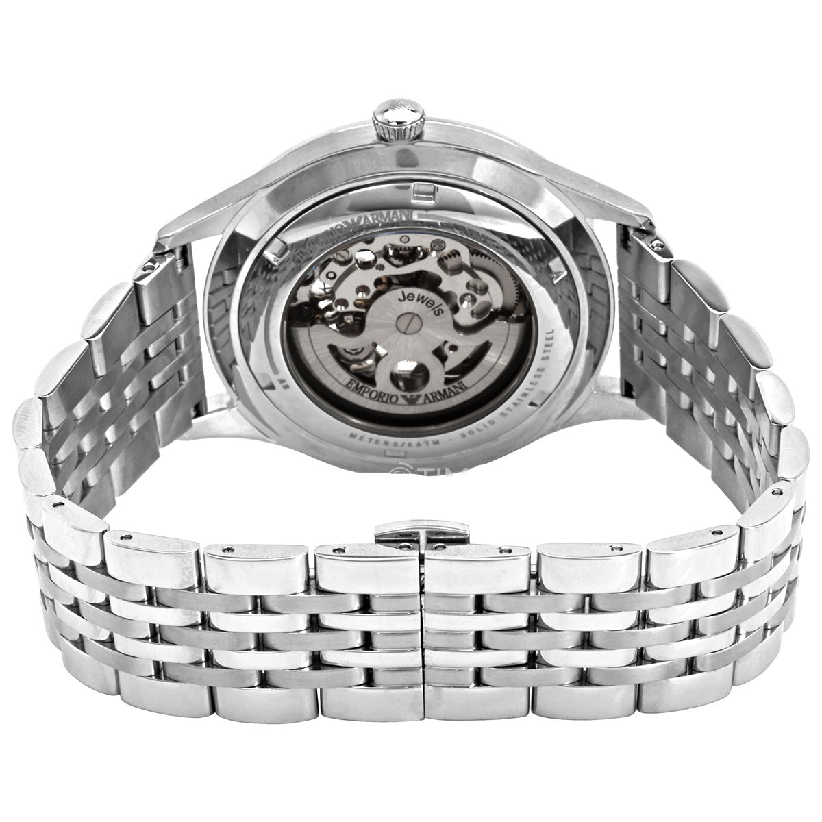  Shop Authentic Emporio Armani Meccanico Skeleton Silver Dial Silver Steel Strap Watch For Men - AR1945 - Luxxuri