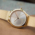  Shop Authentic Calvin Klein Minimal Silver Dial Gold Mesh Bracelet Watch for Women - K3M22526 - Luxxuri