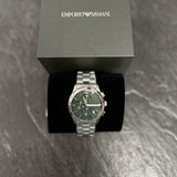  Shop Authentic Emporio Armani Paolo Chronograph Green Dial Silver Steel Strap Watch For Men - AR11529 - Luxxuri