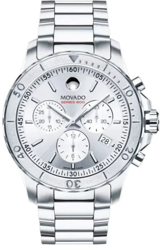  Shop Authentic Movado Series 800 Chronograph Silver Dial Silver Steel Strap Watch For Men - 2600111 - Luxxuri