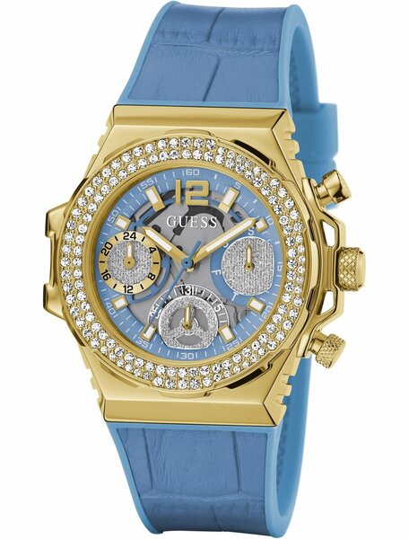  Shop Authentic Guess Fusion Chronograph Blue Dial Blue Leather Strap Watch For Women - GW0553L3 - Luxxuri
