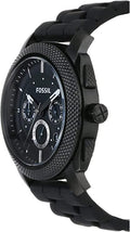 Fossil Machine Chronograph Black Dial Black Silicone Strap Watch for Men - FS4487