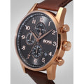  Shop Authentic Hugo Boss Navigator Grey Dial Brown Leather Strap Watch for Men - 1513496 - Luxxuri