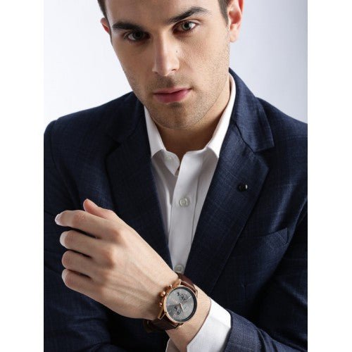  Shop Authentic Hugo Boss Navigator Grey Dial Brown Leather Strap Watch for Men - 1513496 - Luxxuri
