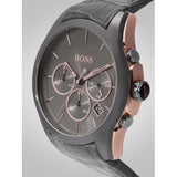  Shop Authentic Hugo Boss Onyx Grey Dial Black Leather Strap Watch for Men - 1513366 - Luxxuri