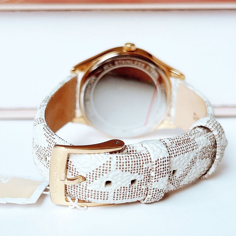  Shop Authentic Michael Kors Jaycie Quartz Gold Dial White Leather Strap Watch for Women - MK2861 - Luxxuri