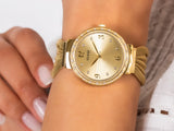  Shop Authentic Guess Chiffon Gold Dial Gold Mesh Bracelet Watch For Women - W1083L2 - Luxxuri
