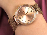  Shop Authentic Guess Chiffon Rose Gold Dial Mesh Bracelet Watch For Women - W1083L3 - Luxxuri