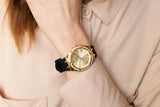  Shop Authentic Guess Cosmo Diamonds Gold Dial Black Rubber Strap Watch for Women - GW0034L1 - Luxxuri
