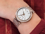  Shop Authentic Michael Kors Darci Quartz Mother of Pearl White Dial Rose Gold Mesh Bracelet Watch For Women - MK4519 - Luxxuri