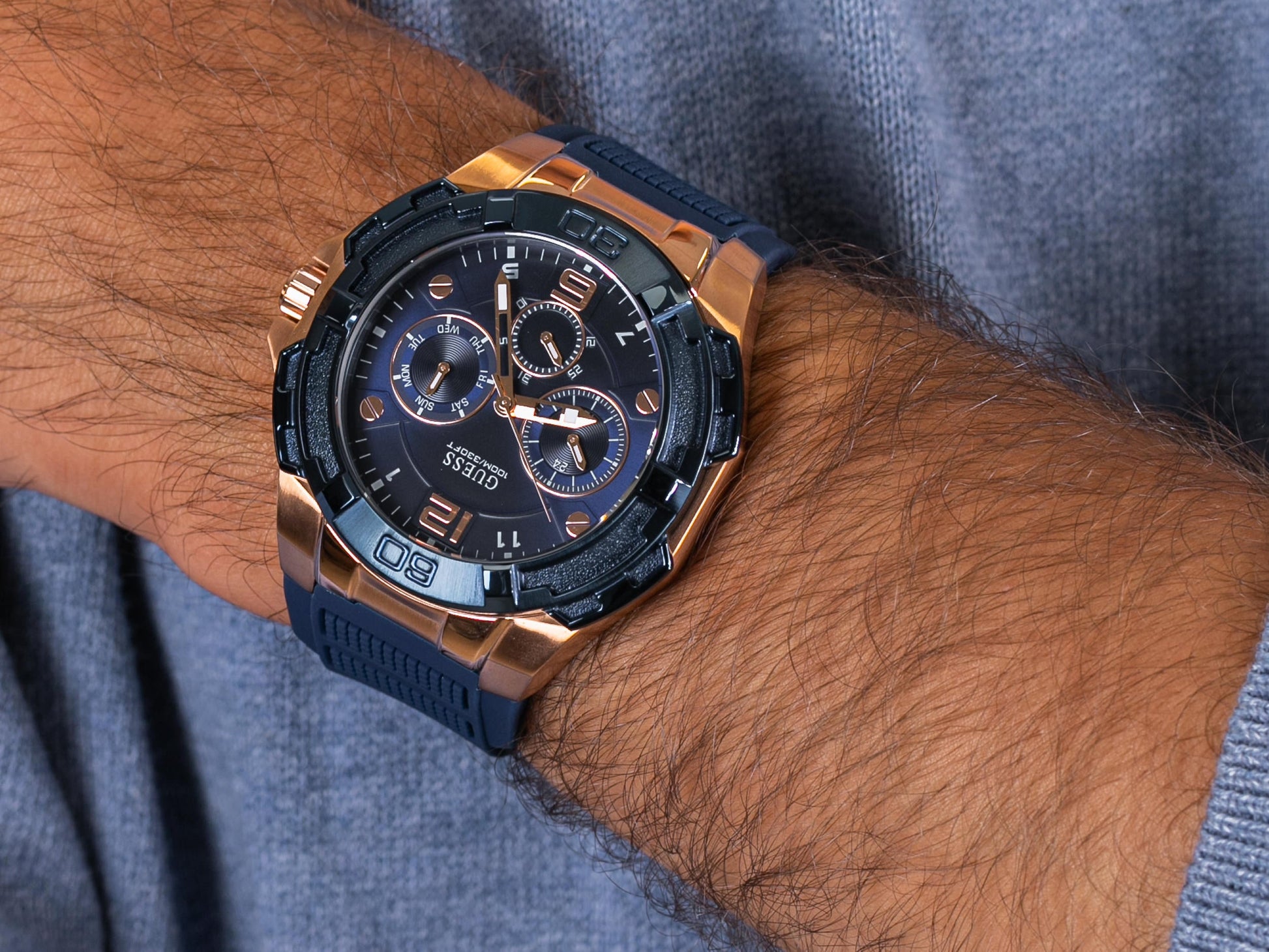  Shop Authentic Guess Genesis Quartz Blue Dial Blue Silicone Strap Watch For Men - W1254G3 - Luxxuri