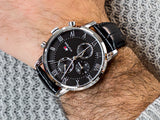  Shop Authentic Tommy Hilfiger Kane Quartz Black Dial Black Leather Strap Watch for Men - 1791401 - Luxxuri