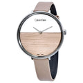  Shop Authentic Calvin Klein Rise White Beige Dial Beige Leather Strap Watch for Women - K7A231XH - Luxxuri
