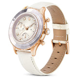  Shop Authentic Swarovski Octea Chrono Crystals White Dial White Leather Strap Watch for Women - 5671150 - Luxxuri