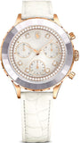  Shop Authentic Swarovski Octea Chrono Crystals White Dial White Leather Strap Watch for Women - 5671150 - Luxxuri