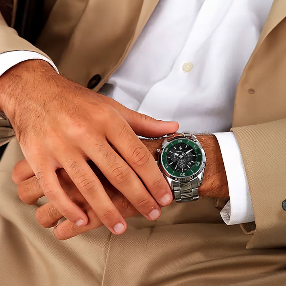  Shop Authentic Maserati Competizione Chronograph Black Dial Silver Steel Strap Watch For Men - R8873600008 - Luxxuri