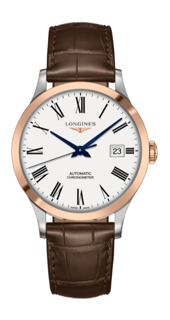  Shop Authentic Longines Record Automatic Stainless Steel 18K Gold Watch for Men - L2.821.5.11.2 - Luxxuri