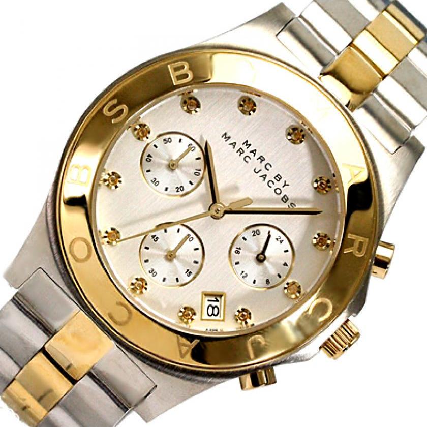  Shop Authentic Marc Jacobs Blade Chronograph Silver Dial Two Tone Steel Strap Watch for Women - MBM3177 - Luxxuri