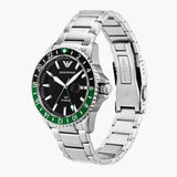  Shop Authentic Emporio Armani Sea Explorer GMT Quartz Black Dial Silver Steel Strap Watch For Men - AR11589 - Luxxuri