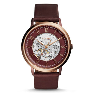  Shop Authentic Fossil Vintage Muse Automatic Skeleton Maroon Dial Maroon Leather Strap Watch for Women - ME3137 - Luxxuri