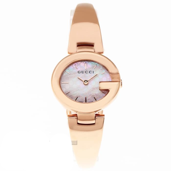  Shop Authentic Gucci Guccisima Quartz Mother of Pearl White Dial Rose Gold Steel Strap Watch for Women - YA134512 - Luxxuri