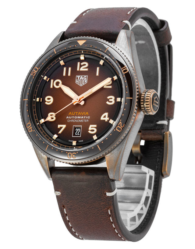  Shop Authentic Tag Heuer Autavia Brown Dial Brown Leather Strap Watch for Men - WBE5191.FC8276 - Luxxuri