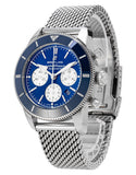 Shop Authentic Breitling Superocean Heritage B01 Chronograph 44 Blue Dial Silver Mesh Bracelet Watch for Men - AB0162161C1A1 - Luxxuri