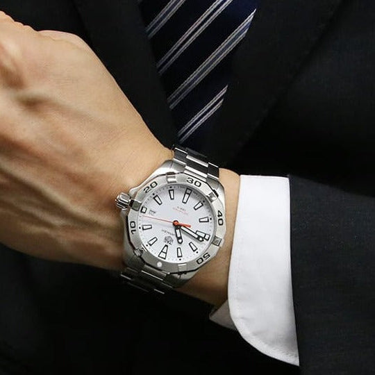 Tag Heuer Aquaracer Quartz White Dial Silver Steel Strap Watch for Men - WBD1111.BA0928