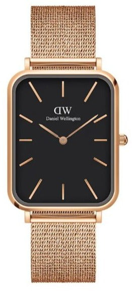  Shop Authentic Daniel Wellington Quadro Pressed Melrose Black Dial Gold Mesh Bracelet Watch For Men - DW00100466 - Luxxuri