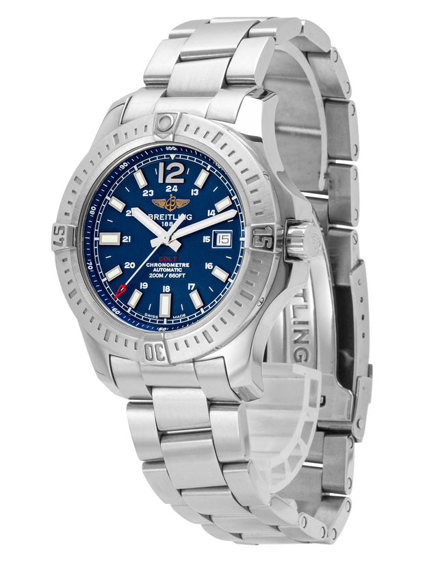  Shop Authentic Breitling Colt Automatic 44mm Blue Dial Silver Steel Strap Mens Watch - A1738811/C906/173A - Luxxuri