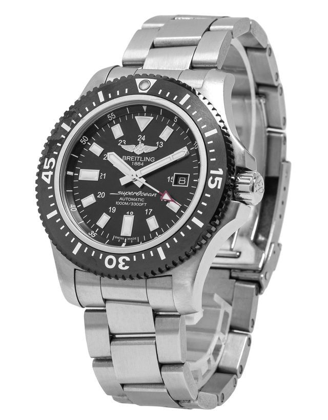  Shop Authentic Breitling Superocean II Special 44mm Black Dial Silver Steel Strap Watch for Men - Y1739310/BF45/162A - Luxxuri