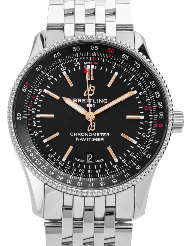  Shop Authentic Breitling Navitimer Automatic 41mm Black Dial Silver Steel Strap Watch for Men - A17326241B1A1 - Luxxuri