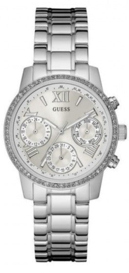  Shop Authentic Guess Mini Sunrise Chronograph Quartz Silver Dial Silver Steel Strap Watch For Women - W0623L1 - Luxxuri
