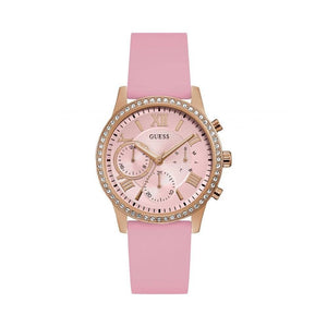  Shop Authentic Guess Solar Rose Gold Dial Pink Rubber Strap Watch For Women - W1135L2 - Luxxuri