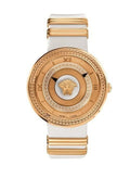 Versace V Metal Icon Gold Dial White & Gold Strap Watch for Women - VLC040014