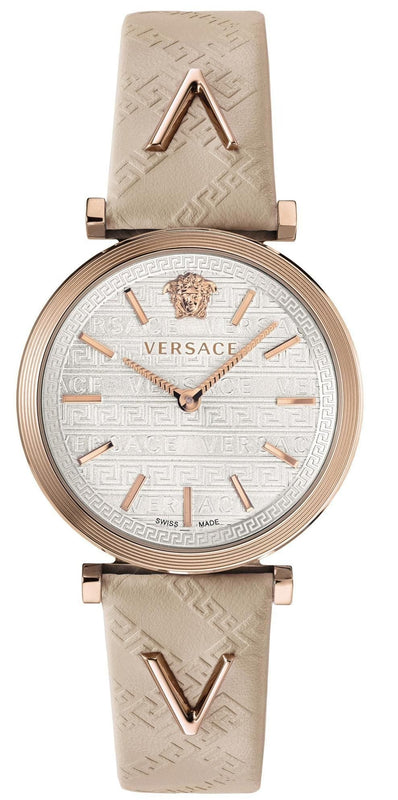  Shop Authentic Versace V-Twist White Dial White Leather Strap Watch for Women - VELS00419 - Luxxuri