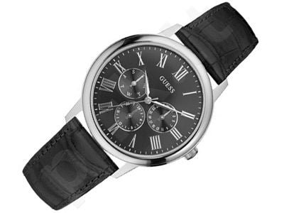  Shop Authentic Guess Wafer Analog Black Dial Black Leather Strap Watch For Men - W70016G1 - Luxxuri