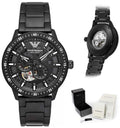  Shop Authentic Emporio Armani Meccanico Automatic Black Dial Black Steel Strap Watch For Men - AR60054 - Luxxuri