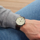  Shop Authentic Tommy Hilfiger Gavin Chronograph White Dial Brown Leather Strap Watch for Men - 1791467 - Luxxuri