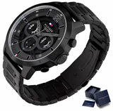  Shop Authentic Tommy Hilfiger Classic Chronograph Black Dial Black Steel Strap Watch For Men - 1710494 - Luxxuri