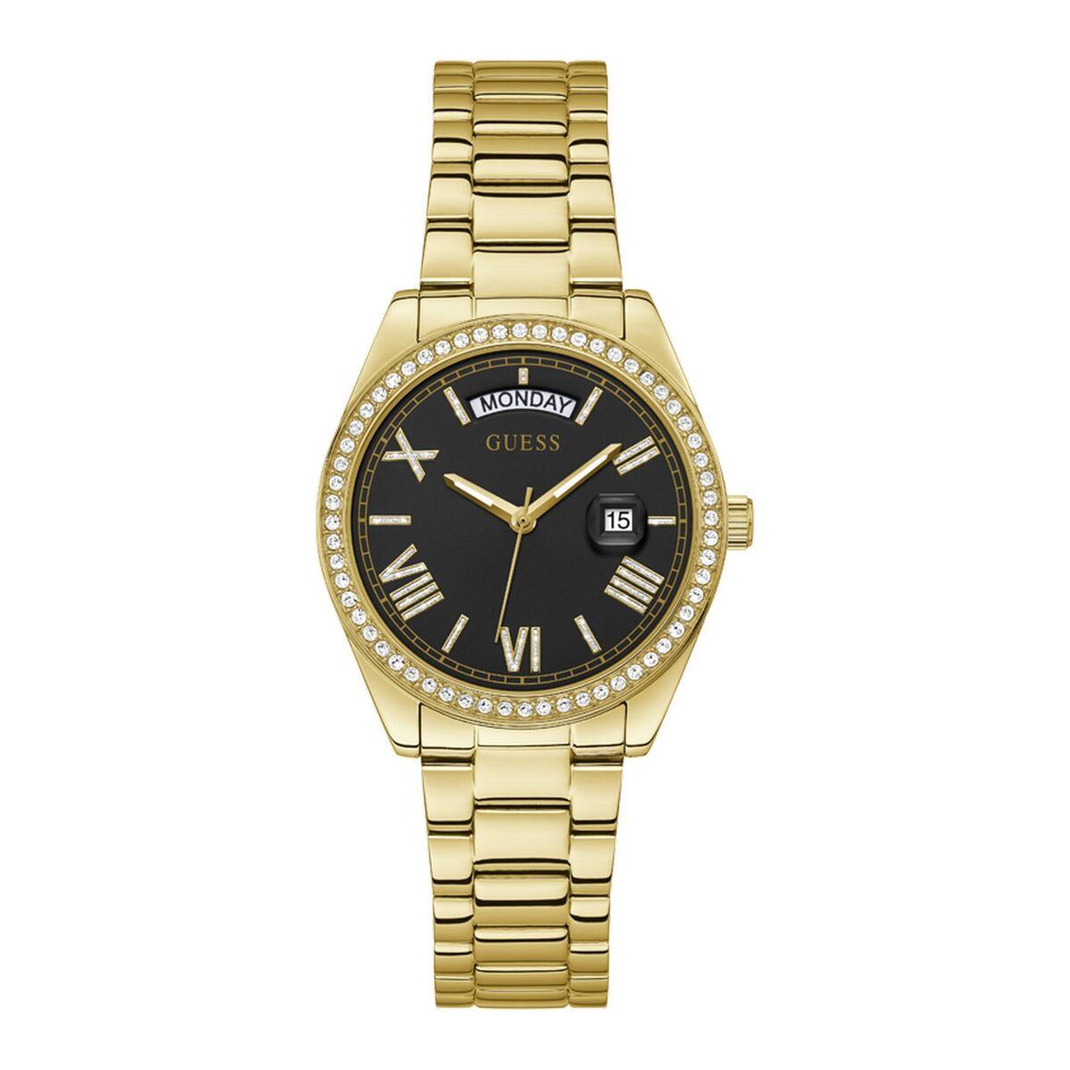  Shop Authentic Guess Luna Diamonds Black Dial Gold Steel Strap Watch for Women - GW0307L2 - Luxxuri