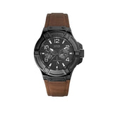  Shop Authentic Guess Rigor Analog Black Dial Brown Leather Strap Watch For Men - W0040G8 - Luxxuri