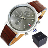  Shop Authentic Tommy Hilfiger Daniel Grey Dial Brown Leather Strap Watch for Men - 1710416 - Luxxuri