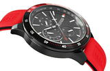  Shop Authentic Tommy Hilfiger Multifunction Quartz Black Dial Red Rubber Strap Watch for Men  - 1791722 - Luxxuri