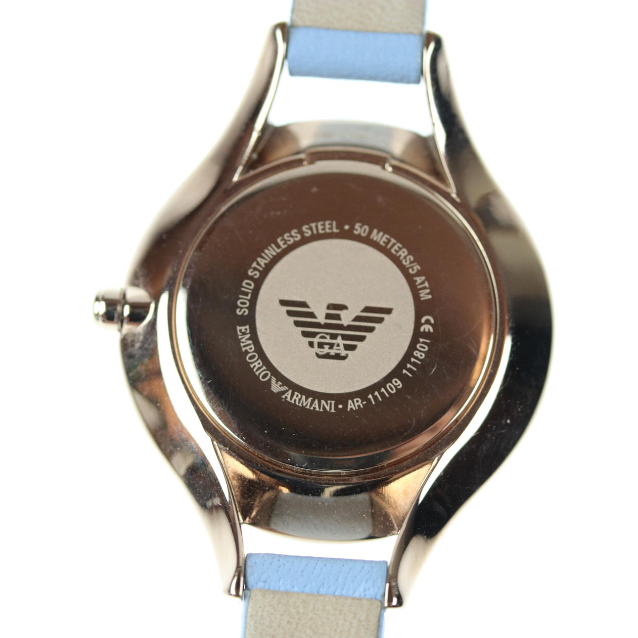  Shop Authentic Emporio Armani Aurora Quartz Mother of Pearl White Dial Blue Leather Strap Watch For Women - AR11109 - Luxxuri