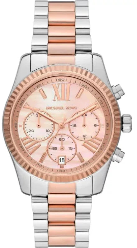  Shop Authentic Michael Kors Lexington Chronograph Rose Gold Dial Two Tone Steel Strap Watch For Women - MK7219 - Luxxuri