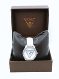  Shop Authentic Guess Mini Triangle Quartz Diamonds Silver Dial White Leather Strap Watch For Women - W65006L1 - Luxxuri