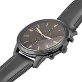  Shop Authentic Fossil Goodwin Chronograph Black Dial Black Leather Strap Watch for Men - FS5585 - Luxxuri